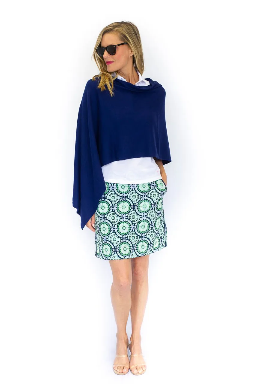 Navy Cotton Cashmere Poncho