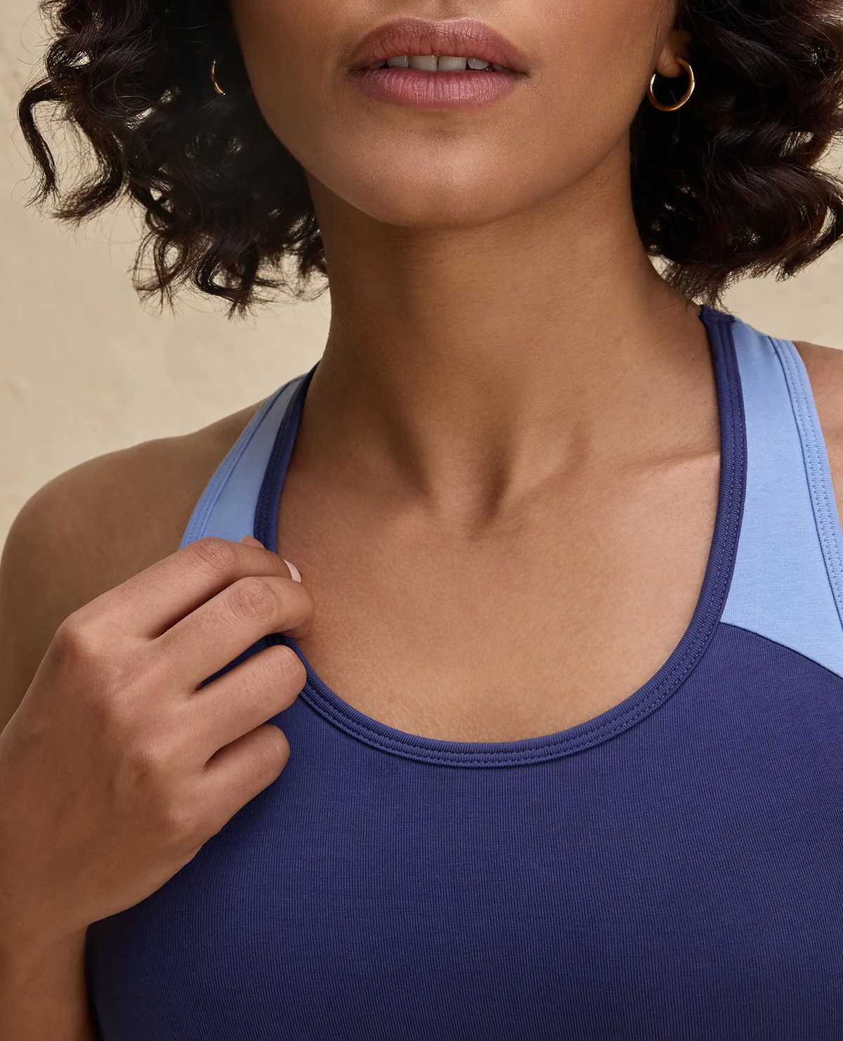 Nykd By Nykaa Essential Breathable Cotton Slip On Color Block Sports Bra -NYK904-Blue