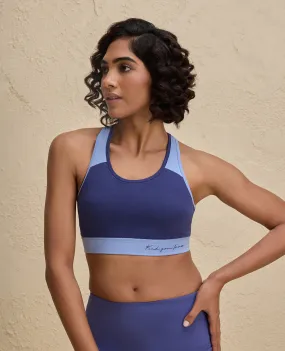 Nykd By Nykaa Essential Breathable Cotton Slip On Color Block Sports Bra -NYK904-Blue