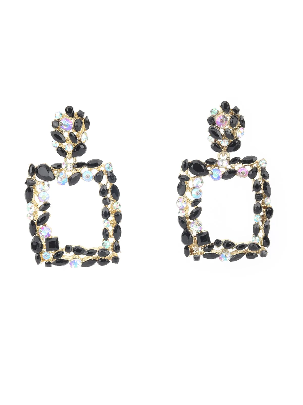 Odette Black Embellished Dangler Earring For Women