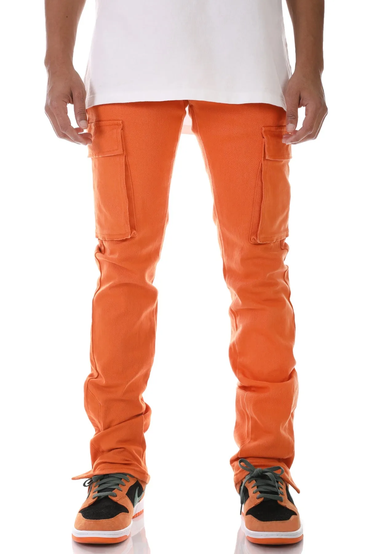 Orange Men Pocket Stacked Flare Designs