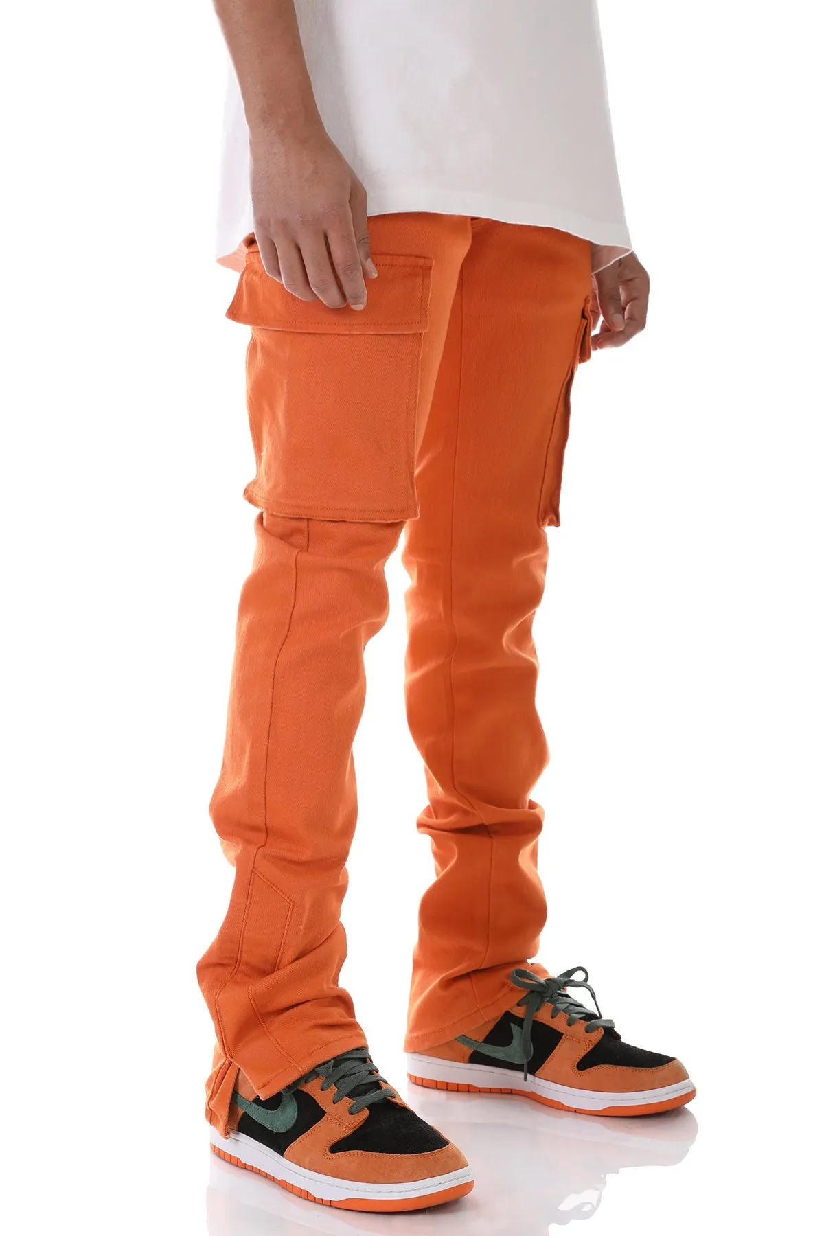 Orange Men Pocket Stacked Flare Designs