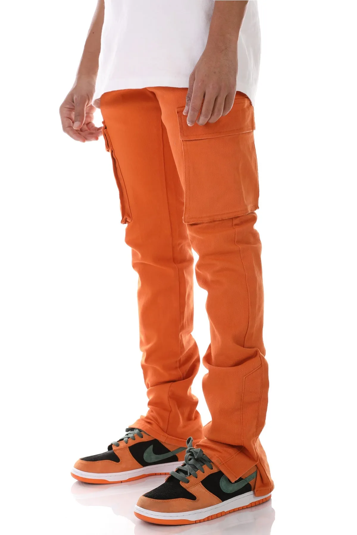 Orange Men Pocket Stacked Flare Designs