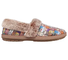 Womens Casual Slippers, SKECHERS BOBS TOO COZY-CHIC CAT, 33347-MLT, Beige, Textile - Comfortable Everyday Footwear