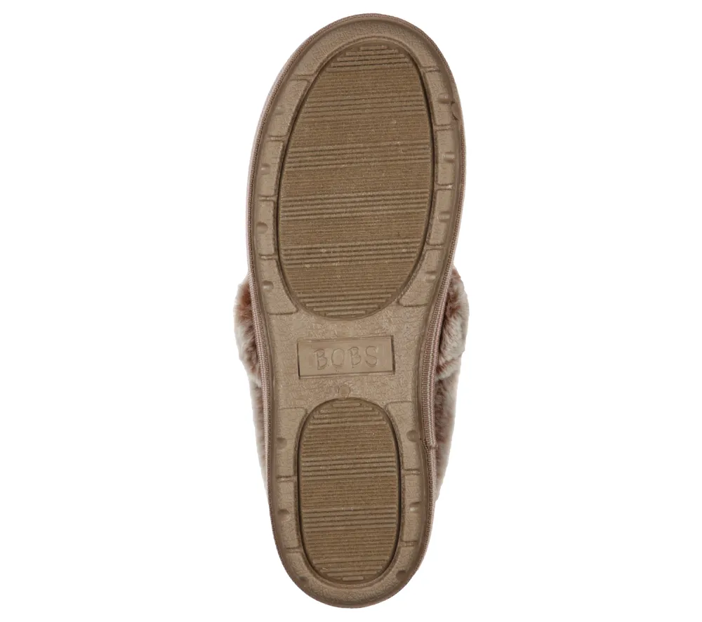 Womens Casual Slippers, SKECHERS BOBS TOO COZY-CHIC CAT, 33347-MLT, Beige, Textile - Comfortable Everyday Footwear