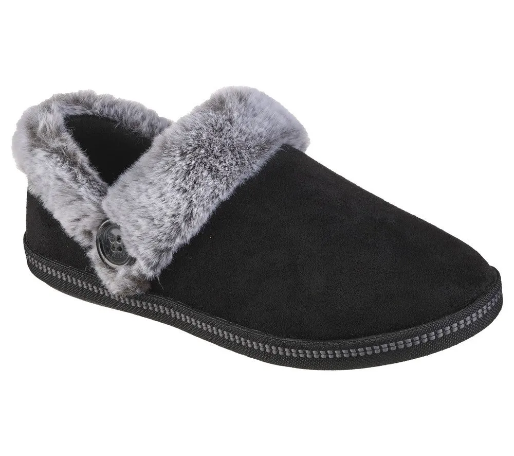 Papuci casual, dama, SKECHERS Cozy CampFire Fresh, 167219-BLK negru, piele ecologica