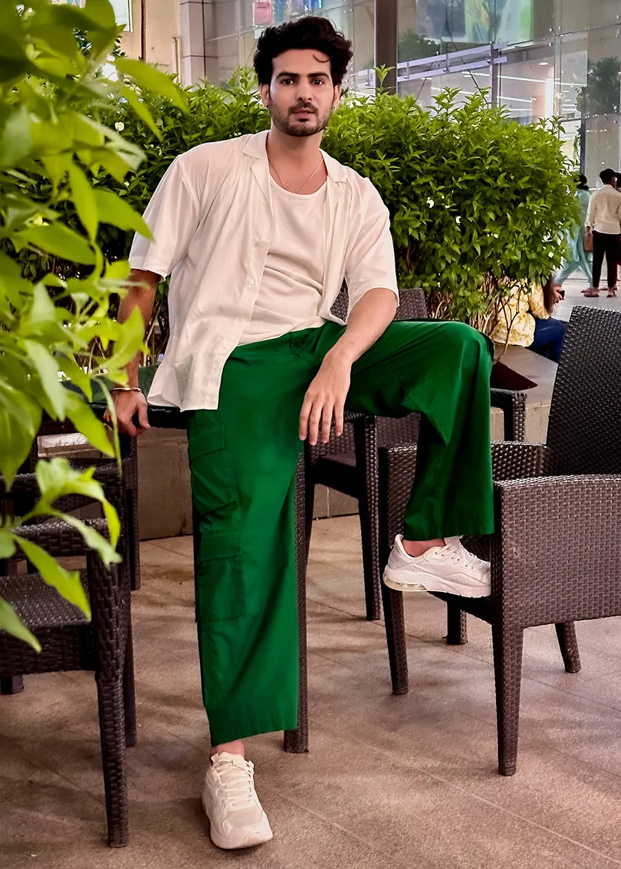 Men’s Stylish Pista Green Parachute Pants - Trendy and Comfortable