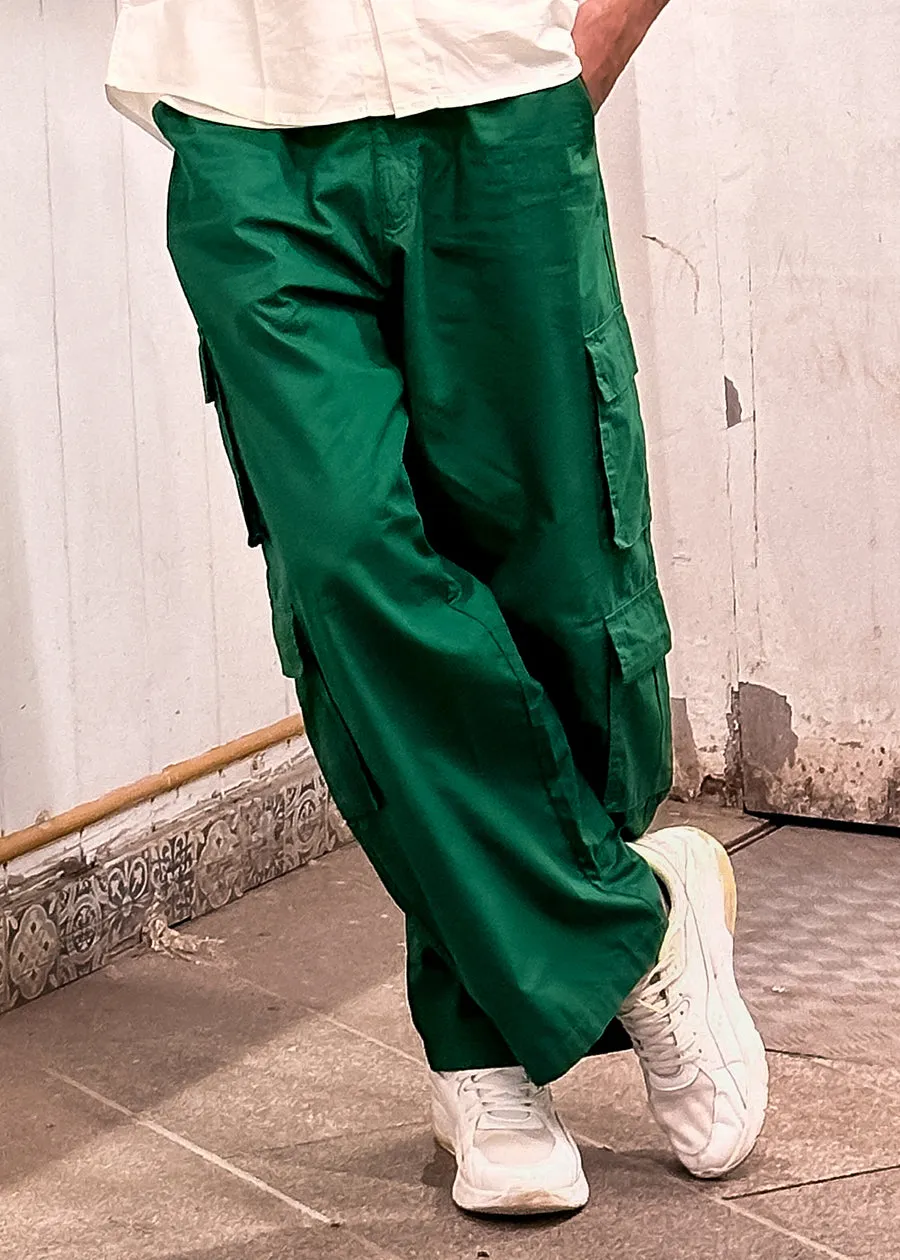 Men’s Stylish Pista Green Parachute Pants - Trendy and Comfortable