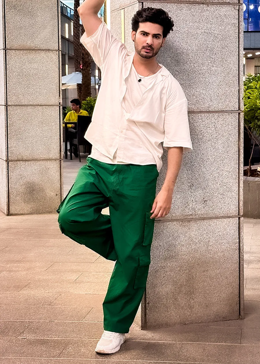 Men’s Stylish Pista Green Parachute Pants - Trendy and Comfortable