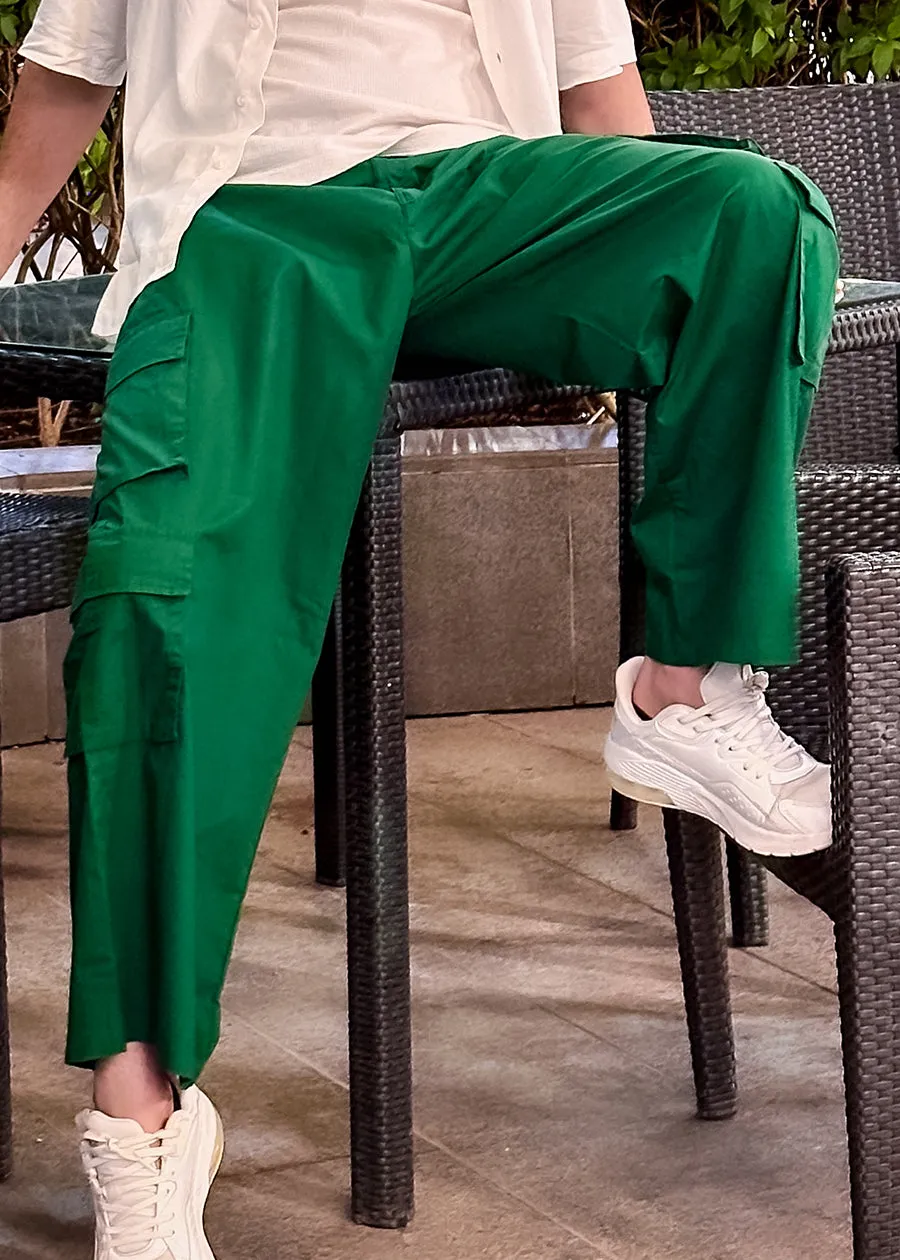 Men’s Stylish Pista Green Parachute Pants - Trendy and Comfortable