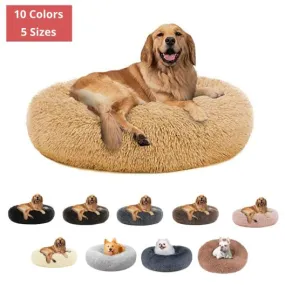 PETLAVISH ELITE™ Fluffy Calming Donut Dog/Cat Bed S-XXL: Cozy Plush Sleeping Kennel