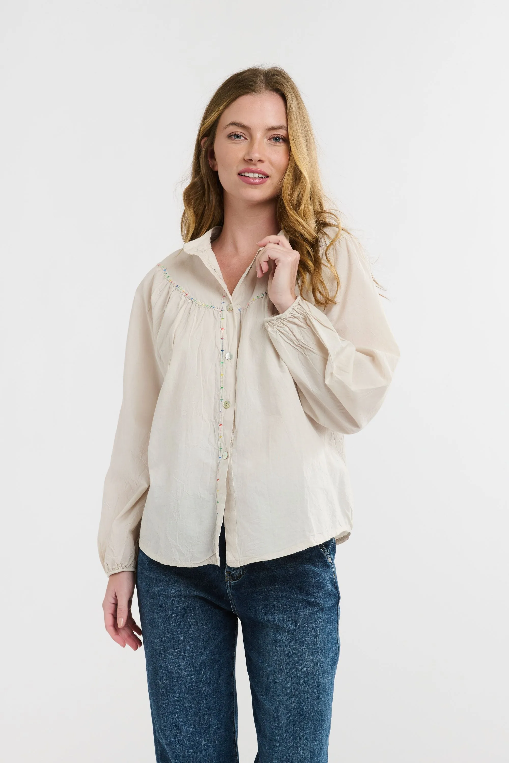 Plume Cotton Shirt - Beige