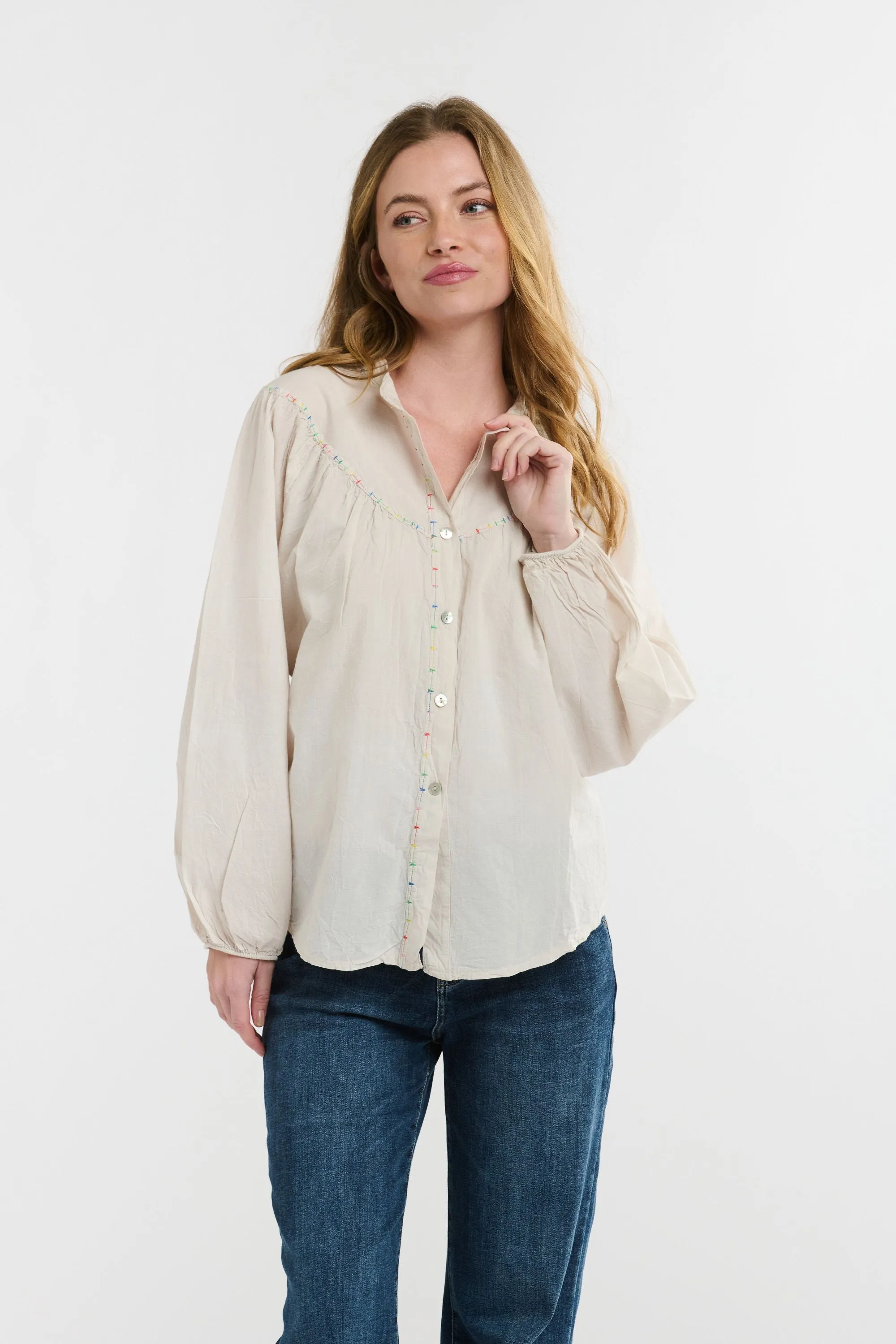 Plume Cotton Shirt - Beige