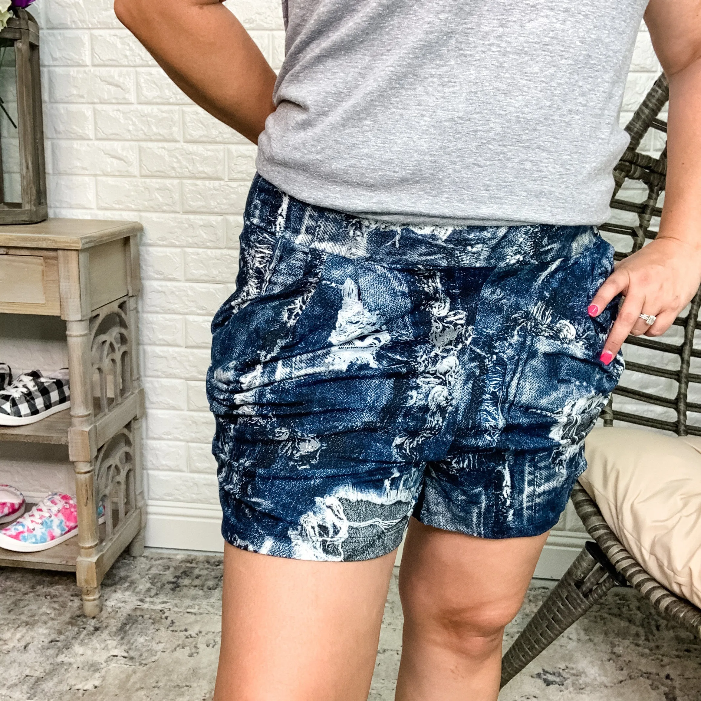 "Jazz" Faux Distressed Harem Shorts