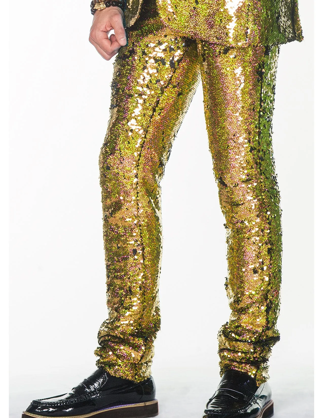 Sequin Pants Men - Gold/Black