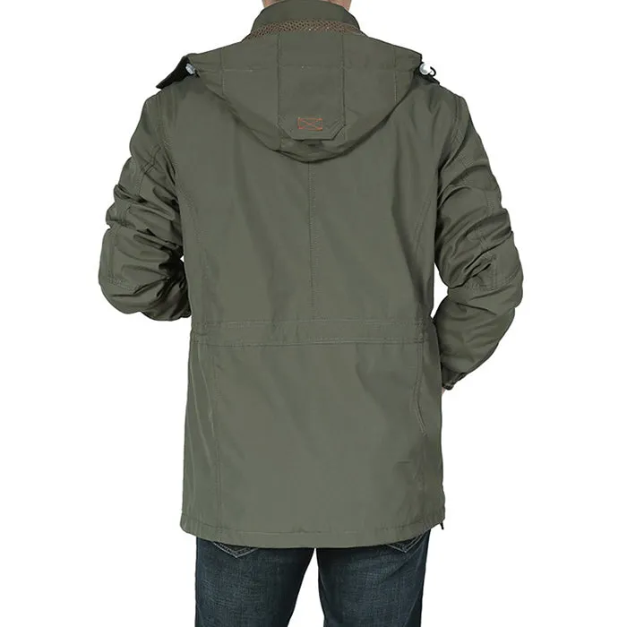 Waterproof Breathable Long Hooded Stand Collar Men's Jacket