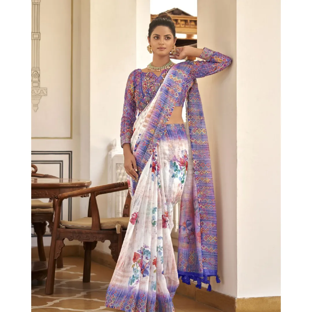 Women Fancy Party wear Linen Sarees