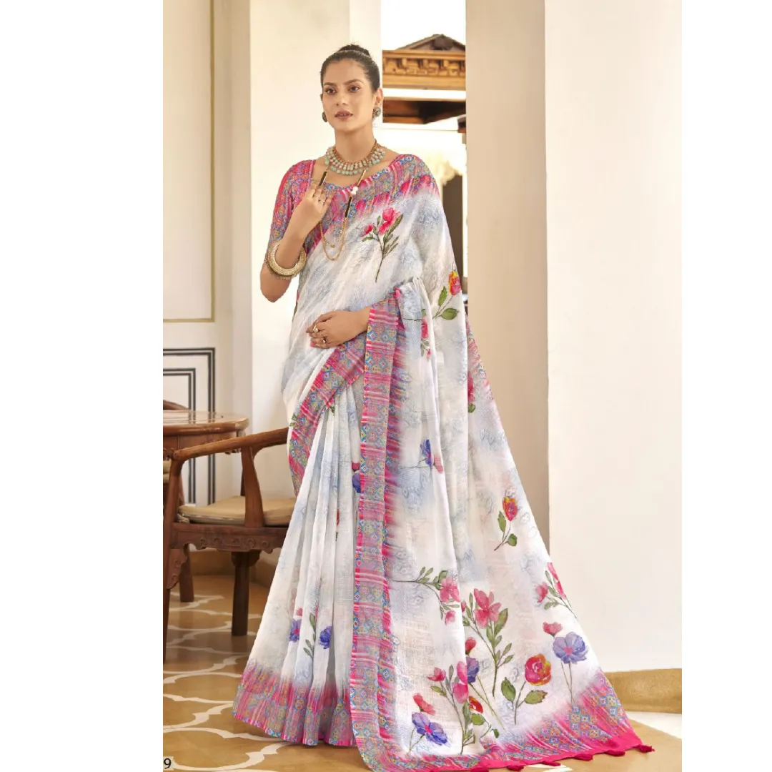 Women Fancy Party wear Linen Sarees