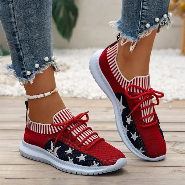 Women's Casual Breathable Fly Woven Stars Sneakers 93263258S