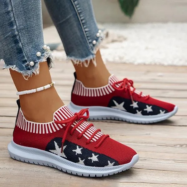 Women's Casual Breathable Fly Woven Stars Sneakers 93263258S