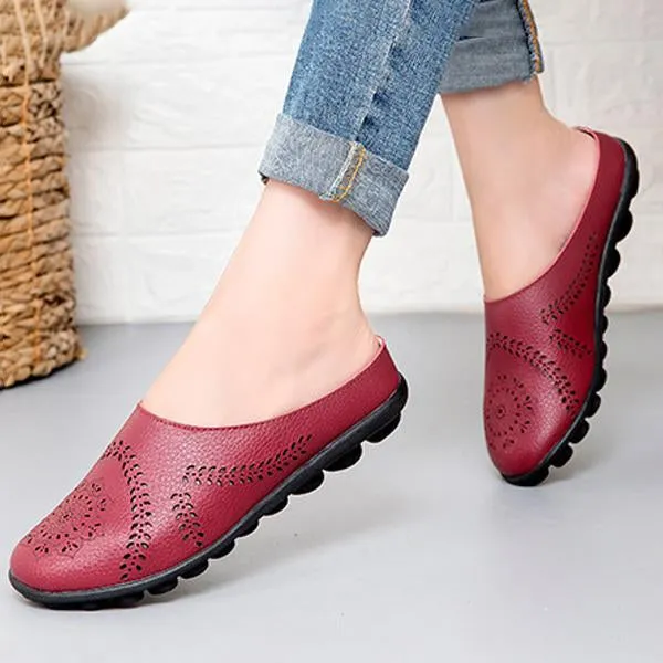 Women's Casual Hollow Breathable Low Top Flat Slippers 09734546C