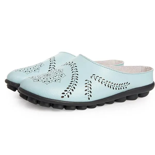 Women's Casual Hollow Breathable Low Top Flat Slippers 09734546C