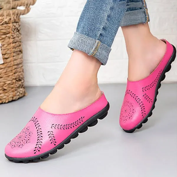 Women's Casual Hollow Breathable Low Top Flat Slippers 09734546C