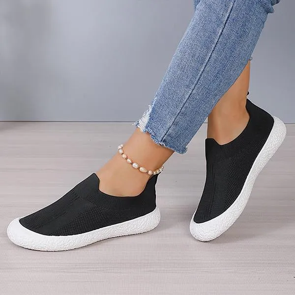 Women's Casual Mesh Slip-On Black Breathable Flats 15001840S